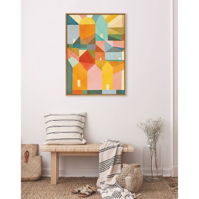 Colorful Abstract Neighborhood Canvas Print in Natural Frame, 28x38