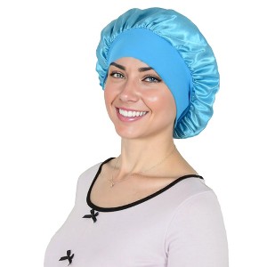 Anna-Kaci Satin Sleep Bonnet Elasticity Wide Band Silky Hair Protection for Curly and Natural Hair - 1 of 4
