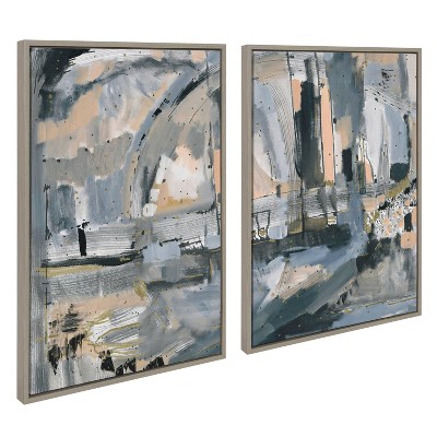 Sylvie Harbor Nights Abstract Framed Canvas Art Set