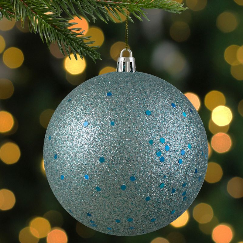 Northlight 4" Shatterproof Holographic Glitter Christmas Ball Ornament - Mermaid Blue, 3 of 4