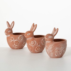 Sullivans 5.75" Terracotta Bunny Planter Set of 3 - 1 of 3