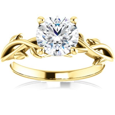 Pompeii3 1 1/4 ct Solitaire Moissanite Vine Engagement Ring 14k Yellow Gold