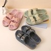 Roxoni Women's Feather-Embellished Open-Toe Slippers , Adjustable Double Buckle Cozy Cork Slide Sandals - 2 of 4