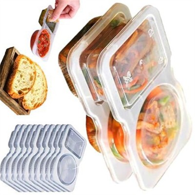 Double seasoning container with 10 piece set, reusable refrigerator organizer, portable split service tray with 2 compartments