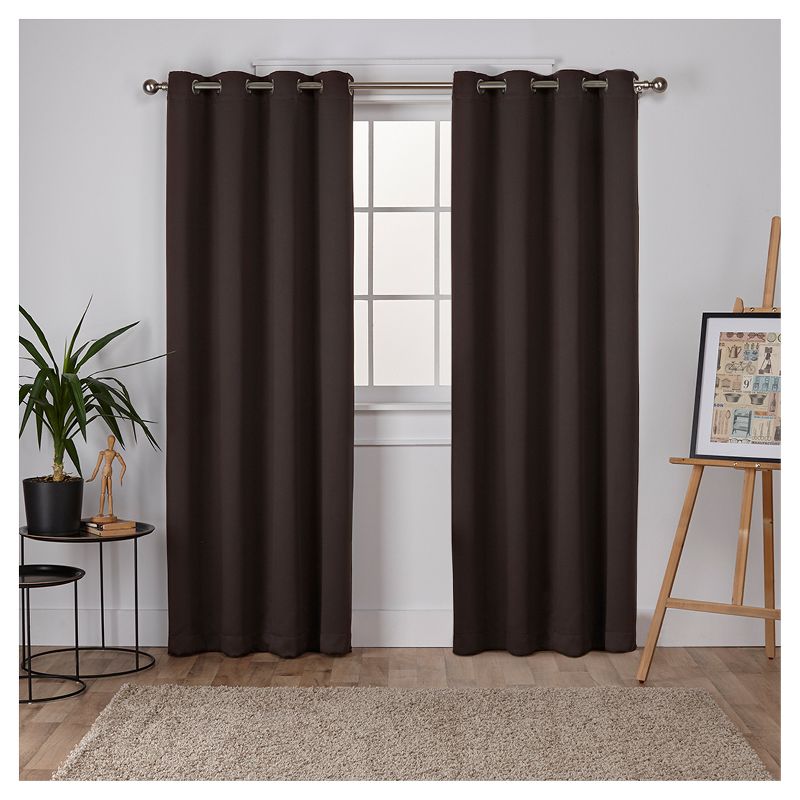 Set of 2 Sateen Twill Weave Insulated Blackout Grommet Top Window Curtain Panels - Exclusive Home, 1 of 12