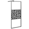vidaXL Walk-in Shower Wall 31.5"x76.8" ESG Glass with Stone Design Black - 2 of 4