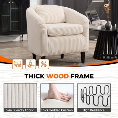 HOMEFUN Modern Corduroy Upholstered Accent Chair with Wooden Legs