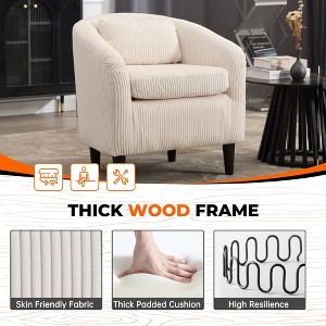 HOMEFUN Modern Corduroy Upholstered Accent Chair with Wooden Legs - 1 of 4