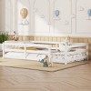 INFURNIC Beds Montessori Floor Bed with Fence Sturdy Wooden Frame for Kids Play and Sleep Space, White, 77.01"*42.56"*15.67" - 3 of 4