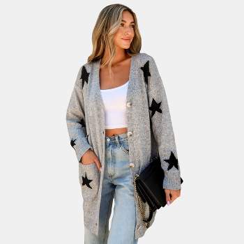 Women's Star Print Button-Front Cardigan - Cupshe