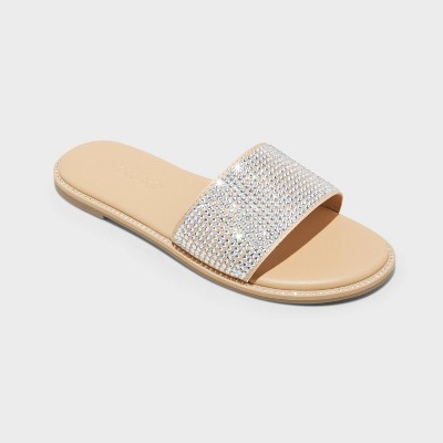 Kids Heather Rhinestone Slide Sandals Cat Jack Light Brown