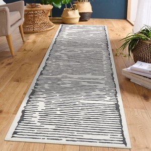 Acekool Area Rugs: Washable Non-Slip Modern Line Art Carpet, Soft Low Pile Stain Resistant Rugs for Living Room, Bedroom, Home, Dining Room, Black - 1 of 4