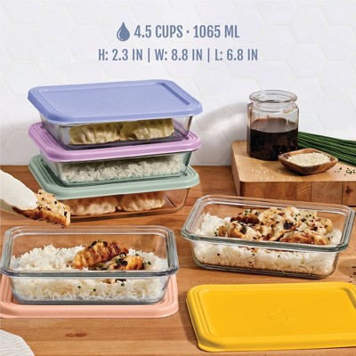 Ello Everyday Glass 4.5c 10pc Meal Prep Food Storage Container Set