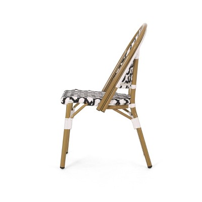 Black and White Bamboo Finish Armless Bistro Chairs, Set of 2