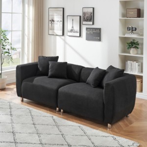 89-Inch Apartment Sofa with 4 Pillows, Modern 3-Seater Couch with Metal Legs and Wood Frame, Ideal for Living Room or Small Spaces-The Pop Home - 1 of 4