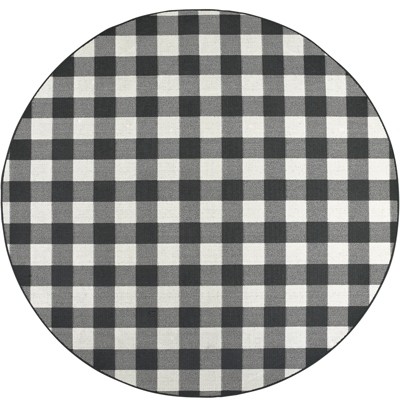 Oriental Weavers Marina 1932K Black/ Ivory Indoor/Outdoor Area Rug - 7'10" Round