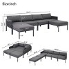 Coolbibila-6-Pieces Aluminum Patio Furniture Set, Sofa Set With Removable Olefin Extra Thick Cushions, Modern Metal Patio Furniture - 4 of 4