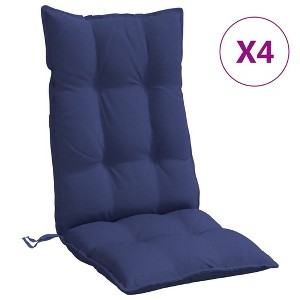 vidaXL Highback Chair Cushions - Navy Blue Oxford Fabric Outdoor/Indoor Seat Pads 4 Pcs - 47.2"x19.7"x2.8" Secure Attach Straps - 1 of 4