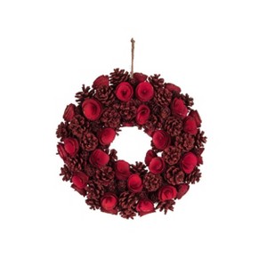 Transpac Foam 14 in. Multicolor Christmas Rosette Glitzy Wreath - 1 of 2