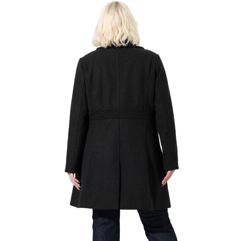 Agnes Orinda Women's Plus Size Notched Lapel Single Breasted Winter Long Pea Coat, 5 of 8