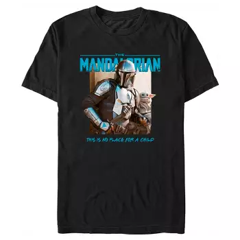 Star Wars: The Mandalorian Grogu And Din Djarin Is No Place For A Child T-shirt Black - X Large :