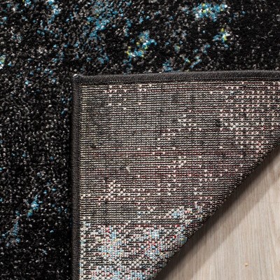 Glacier Blue and Multicolor Abstract Low Pile Area Rug