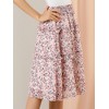 Allegra K Women's Floral Print Smocked Elastic Waist Midi Flowy Tiered Ruffle Skirt - 2 of 4