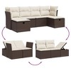 vidaXL Patio Sofa Set with Cushions Outdoor Furniture 6 Piece Poly Rattan - Brown and Cream Without Storage - 3 of 4