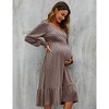 Clearlove Women's Maternity Dress Ruffle Long Sleeve Pregnancy Clothes - 2 of 4