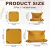 Unique Bargains PU Leather Anti-Slip Square Key Jewelry Valet Tray 4.9" x 4.9" 2 Pcs Yellow - 2 of 4