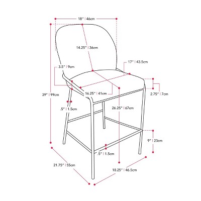 Blakeley 28'' Light Gray Twill Counter Stool with Iron Legs