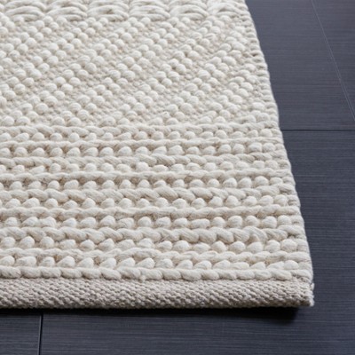Casual Beach House Ivory Wool 6' Square Handwoven Rug