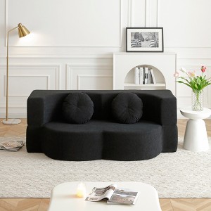 GDFStudio Xanthe 75.5" Velvet and Compressed Foam Floor Sofa Bed - 1 of 4