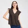 Women's Ruffle Cap Sleeve Blouse - Universal Thread™ Brown - 3 of 3