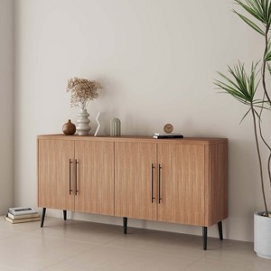 GDFStudio Develin 65" Mid-Century Modern 4-Door Sideboard Buffet Cabinet with Metal Legs - 1 of 4