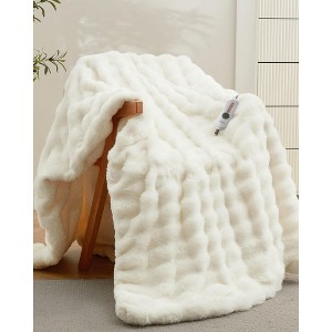 Heated Blanket Throw, Faux Fur Heated Throw with 4 Heat Settings, Soft Bubble Electric Blanket with 4 Hours Auto-Off & Overheat Protection, for Bed - 1 of 4