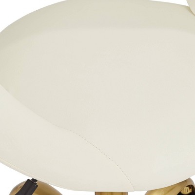 White Faux Leather Armless Adjustable Office Chair with Gold Base