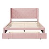 NicBex Queen Upholstered Platform Bed Frame with Wingback Velvet Headboard and 1 Drawer,Wood Slats Support,No Box Spring Needed,Easy Assembly - 4 of 4