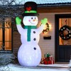 Whisen 10FT Christmas Inflatables Cheerful Snowman in Black Hat, Green Scarf and Gloves, Blow-Up Outdoor Christmas Decorations - White - 2 of 4