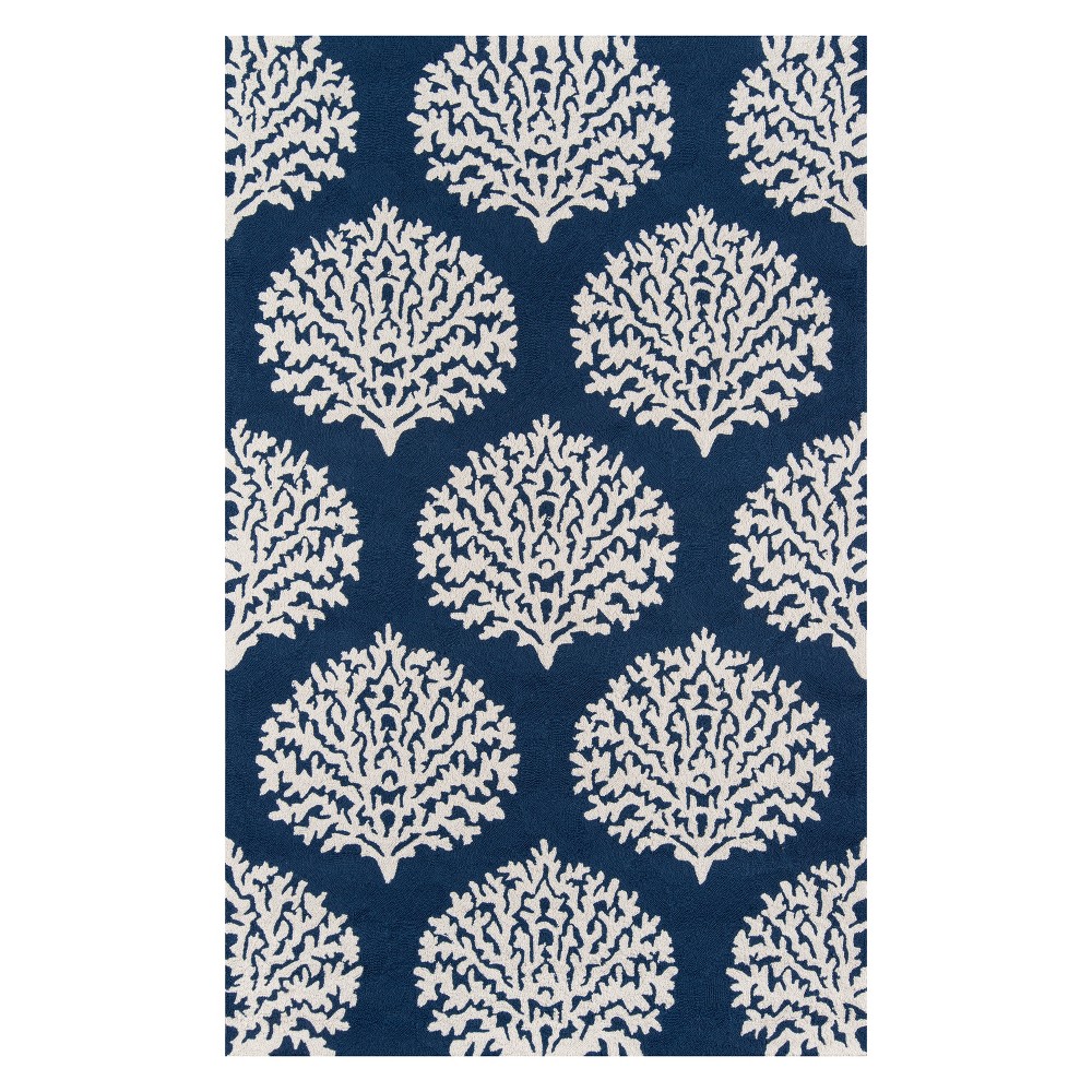 2'x3' Damask Hooked Accent Rug Navy - Momeni