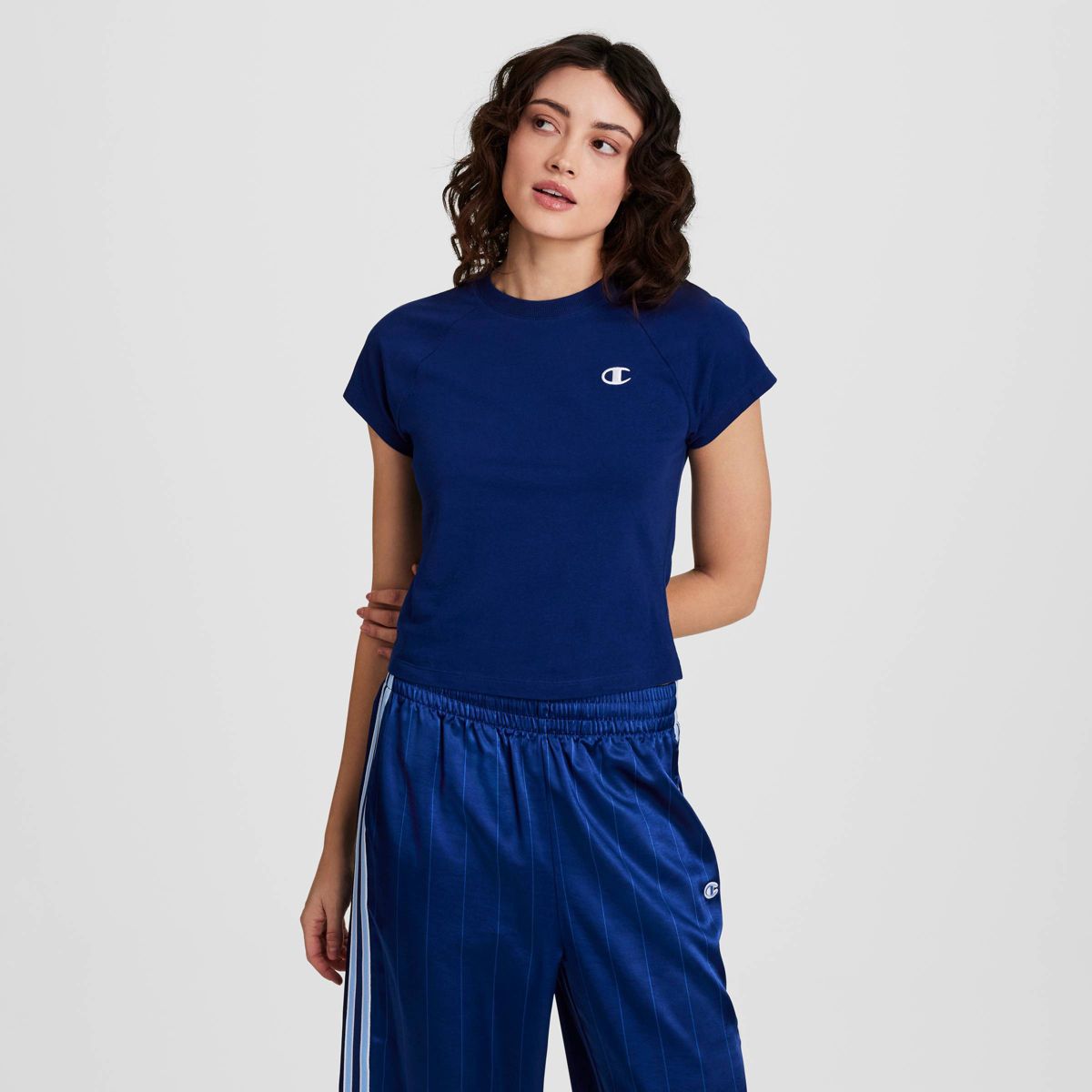 Champion Women's Iconic Essentials Raglan Short Sleeve Baby T-Shirt