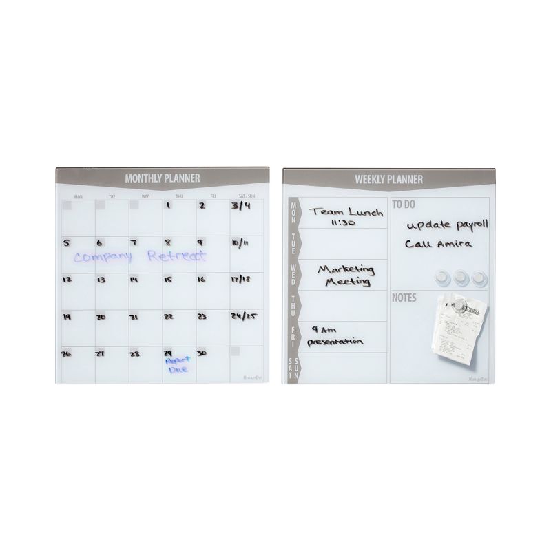 ECR4Kids MessageStor 17.5in x 17.5in Magnetic Dry-Erase Calendar Glass Boards and 4 Magnets, 2-Pk, 4 of 10