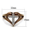 Slickblue Women's Ring, Stainless Steel Heart with Cross, Fashion Jewelry, Two-Tone Coffee Gold, Sizes 5-10 - 2 of 4