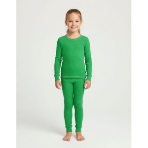City Threads Girls USA-Made Soft & Cozy Thermal Long Johns 2-Piece Set - Warm Base Layer & Loungewear - 1 of 4
