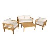 Modern Patio Set with Brown Frame, Acacia Wood Accents, Weather-Resistant Seating with Coffee Table for Backyard or Deck -3irtyhousy - 3 of 4
