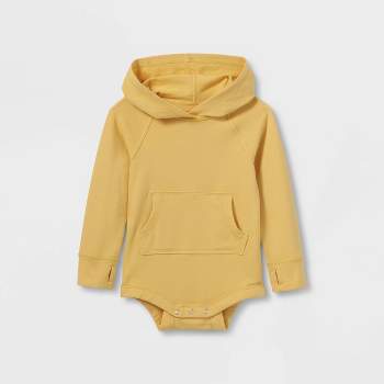 Toddler Girls' Adaptive Hooded Adjustable Long Sleeve Bodysuit - Cat & Jack™ Light Mustard Yellow
