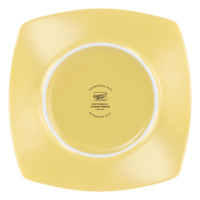 Gibson Home Zen Buffetware 12 Piece Square Fine Ceramic Dinnerware Set in Matte Yellow, 4 of 8