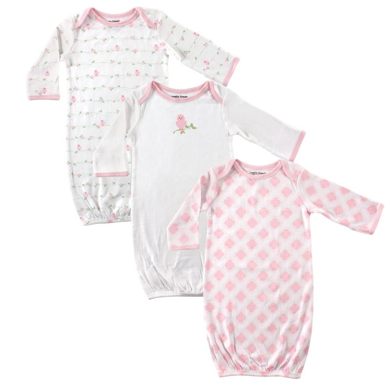 Luvable Friends Baby Girl Cotton Gowns, Bird, 0-6 Months, 1 of 6