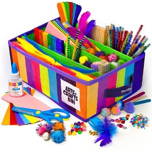 Dan&Darci Arts and Crafts Bin – 500+ Piece DIY Craft Kit with Feathers, Pom Poms, Pipe Cleaners, and More - 1 of 3