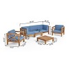 Christopher Knight Home Sandy 6 piece Outdoor Acacia Wood Sectional Seating Set with Water-Resistant Cushions - 3 of 4